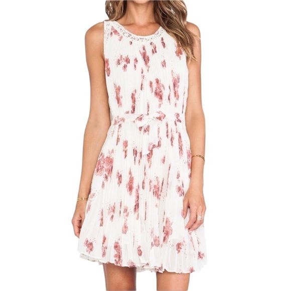 Free People Floral Lace Pleated Flowy Sleeveless Shift Dress - Picture 1 of 16